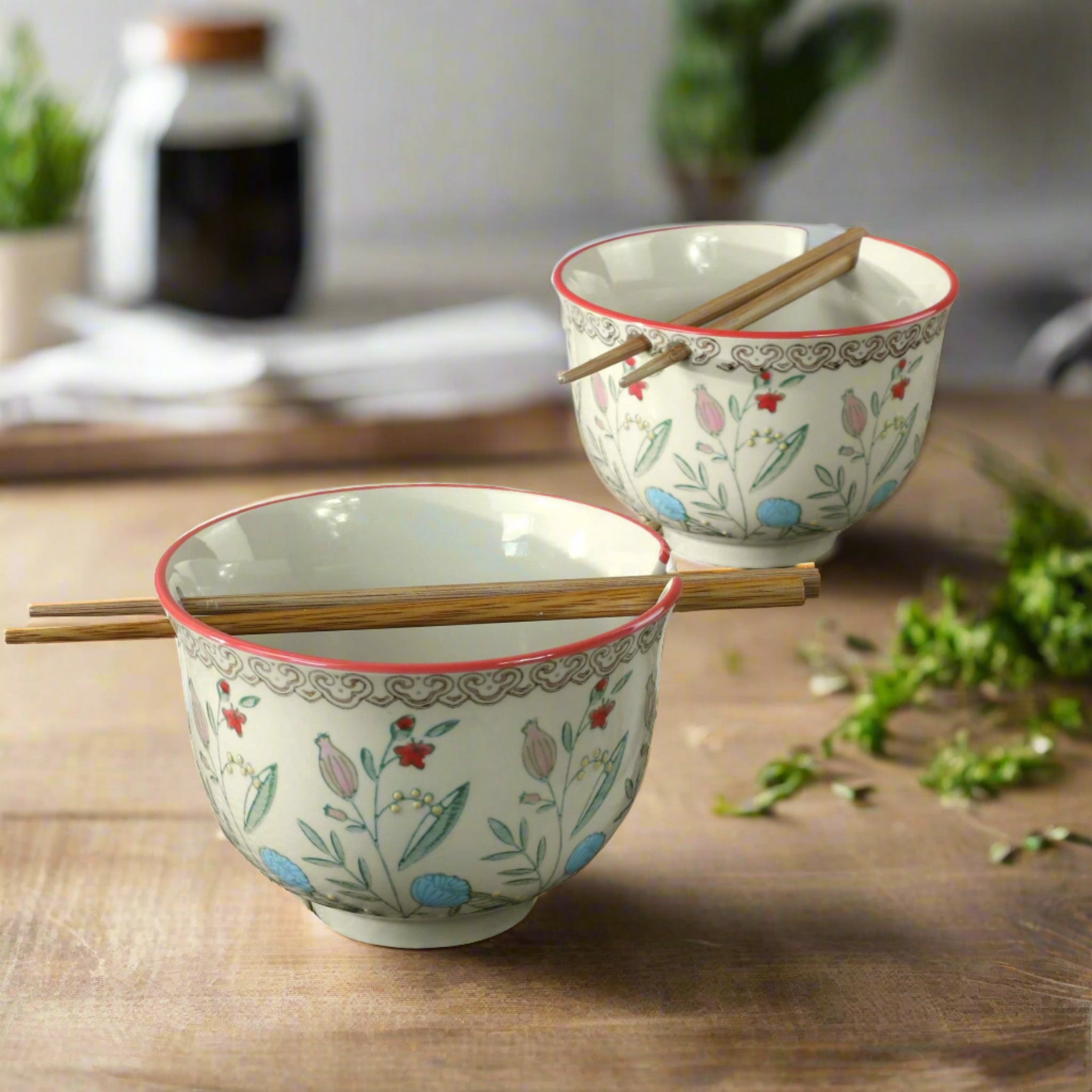 Ella Ramen Bowls Set with Chopsticks Service for 2