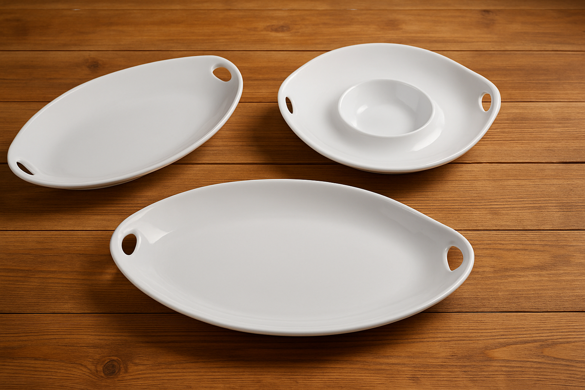 Euro Essential Classic White Chip and Dip Serving Platter
