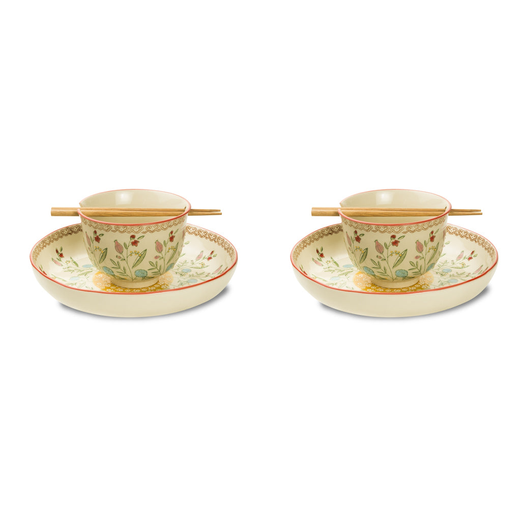 Ella 4-Piece Stoneware Bowl Dinnerware Set for 2