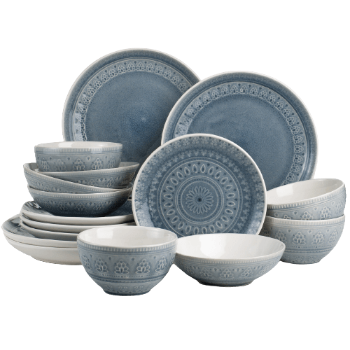 Fez Stoneware 16 Piece Double Bowl Dinnerware Set
