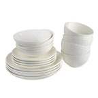 Fez Stoneware 16 Piece Double Bowl Dinnerware Set White - Euro Ceramica 