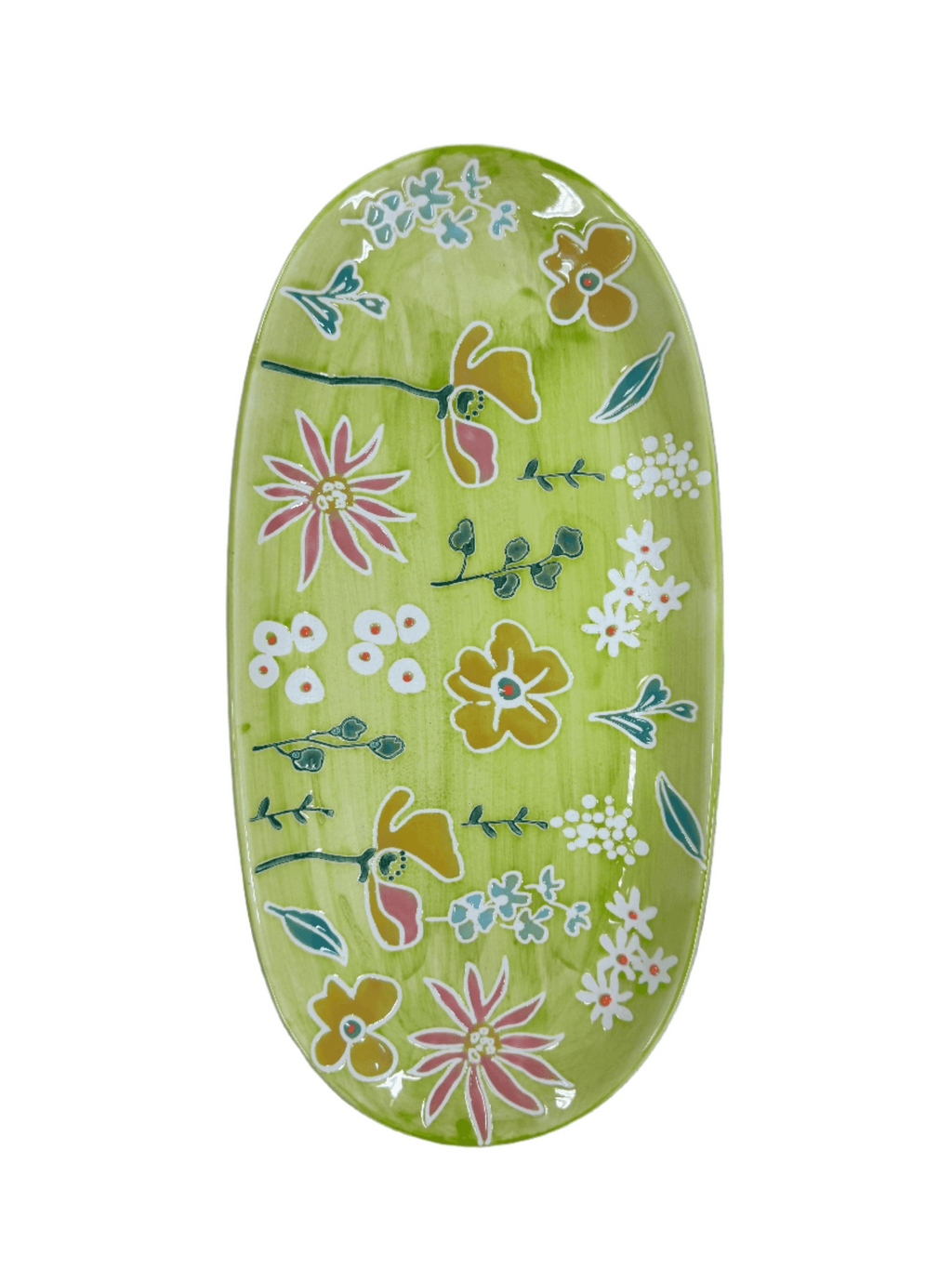 Primavera Handpainted Stoneware Oval Tray