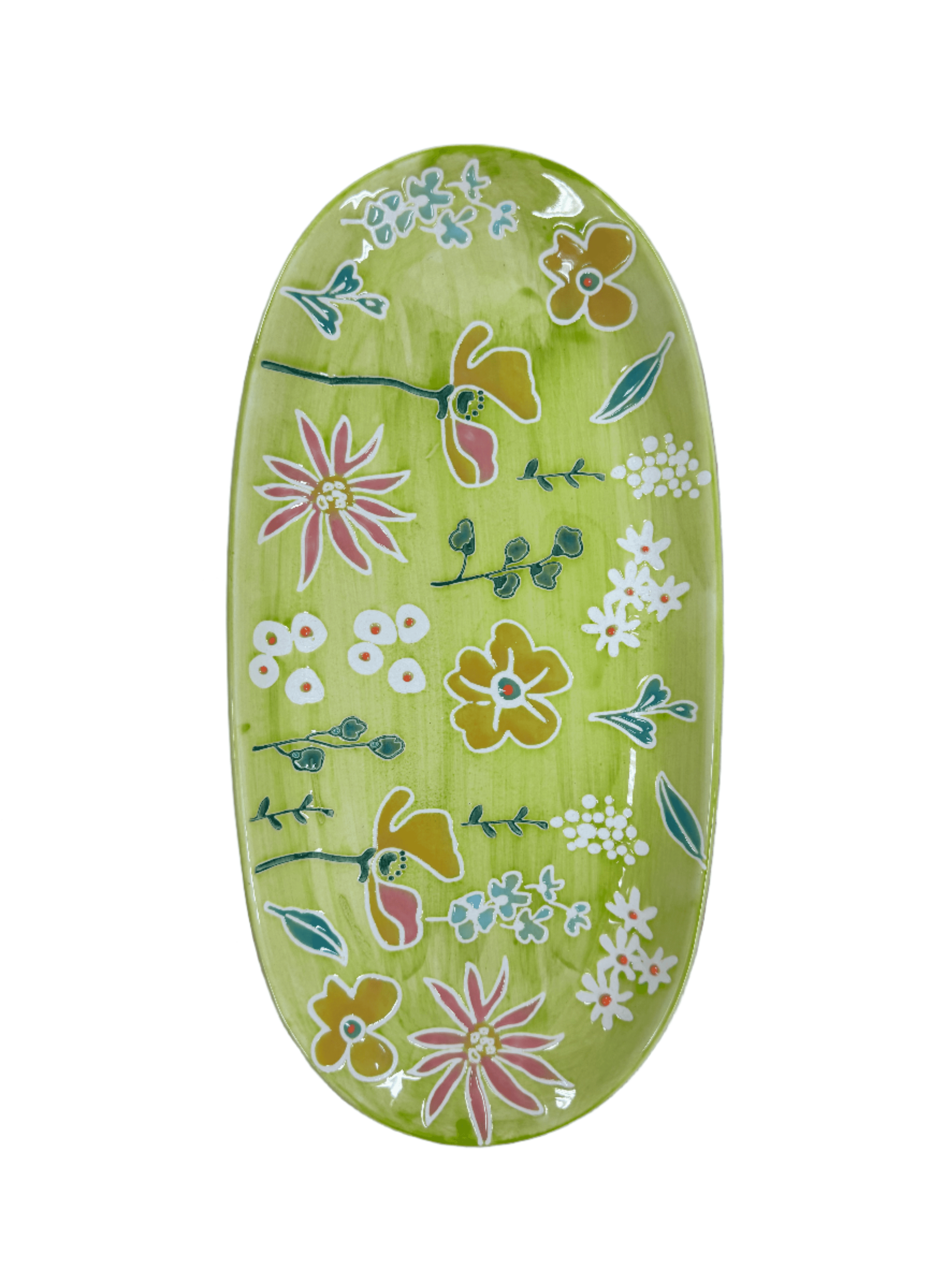 Primavera Handpainted Stoneware Oval Tray
