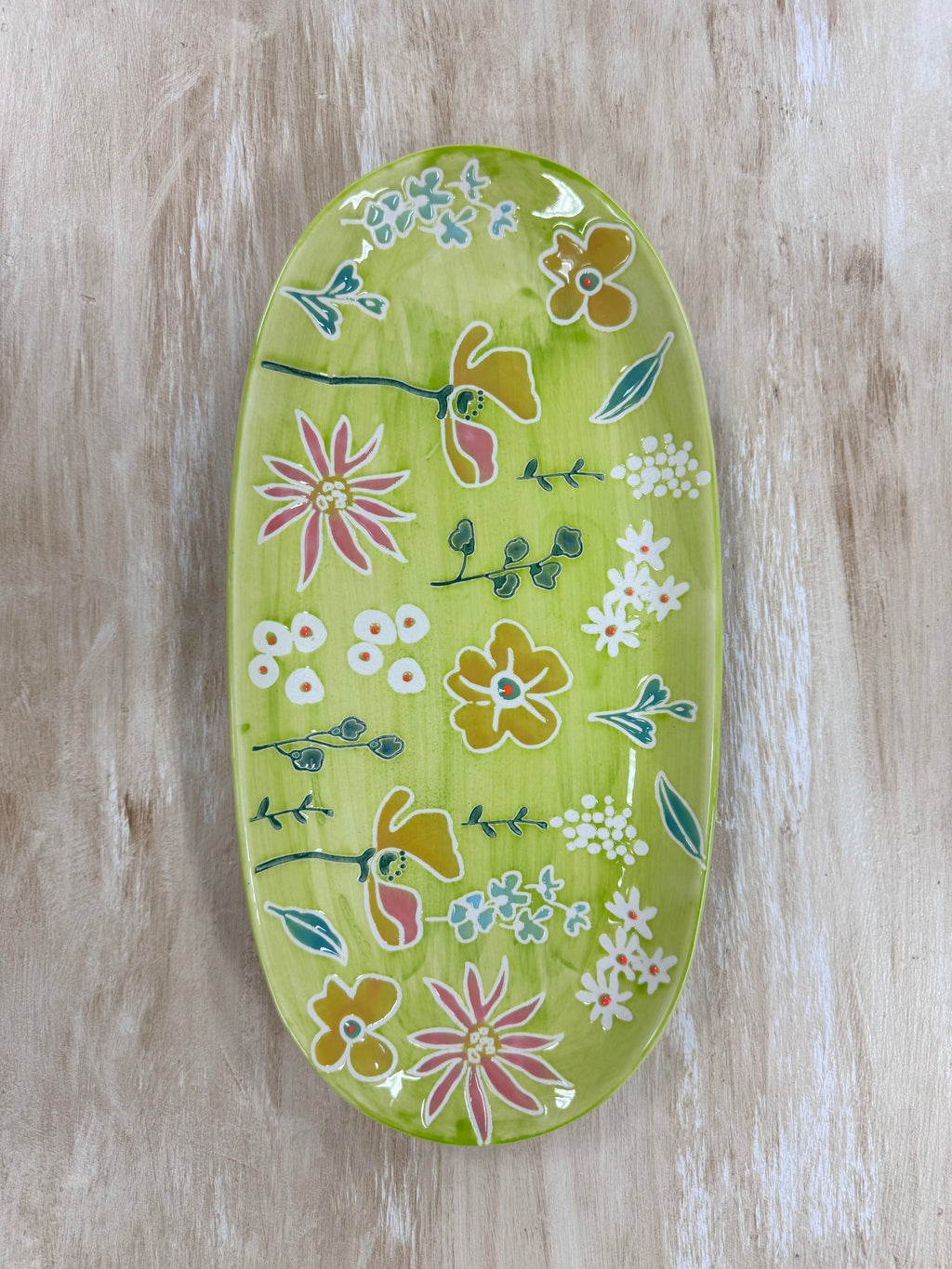 Primavera Handpainted Stoneware Oval Tray