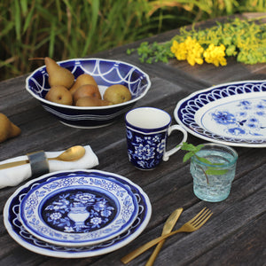 Blue Garden 4 Piece Hand-painted Salad Plates