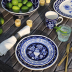 Blue Garden 4 Piece Hand-painted Salad Plates