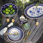 Blue Garden Stoneware Serving Platter, 18-Inch