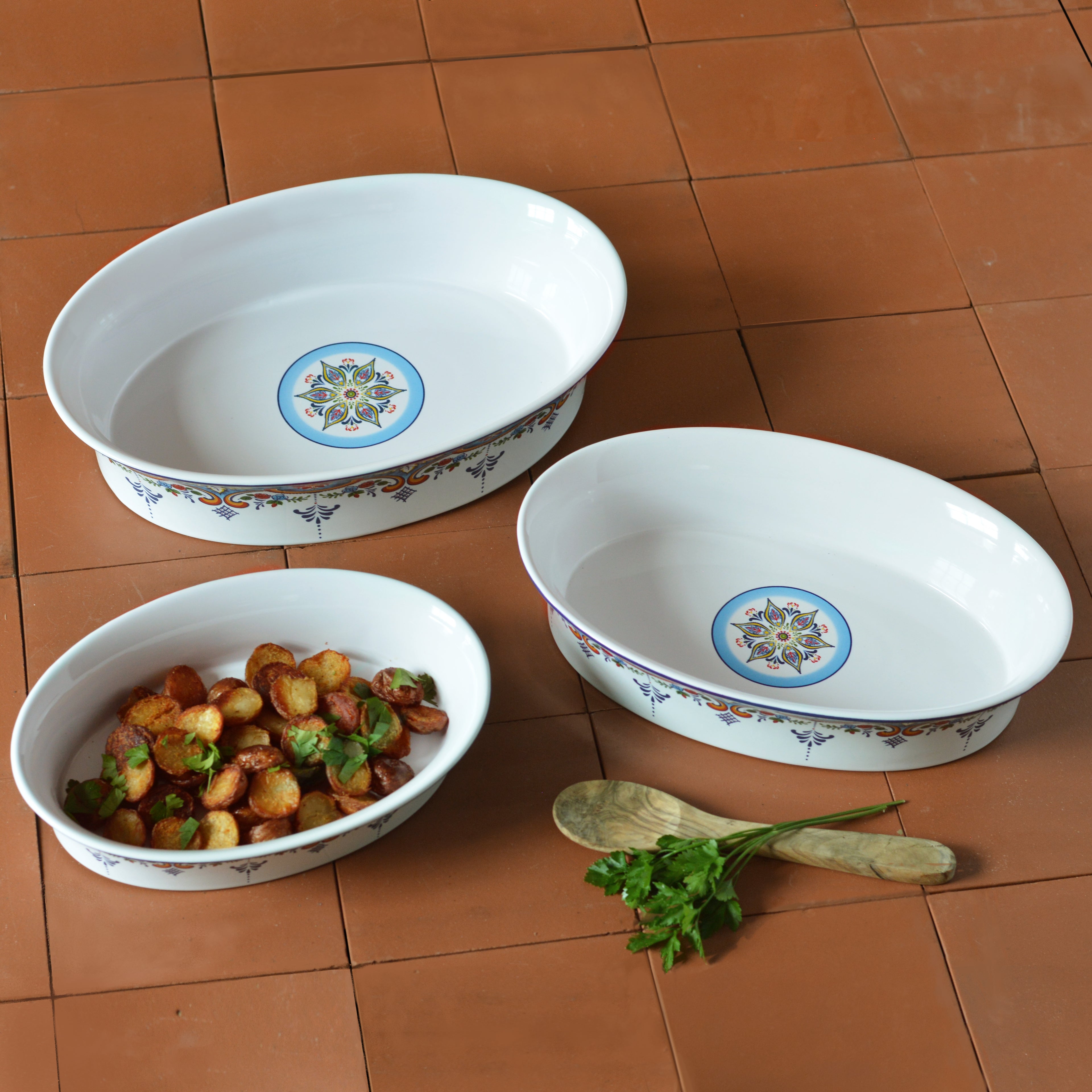Zanzibar Oven to Table  Stoneware Oval Baking Dishes , Set of 3