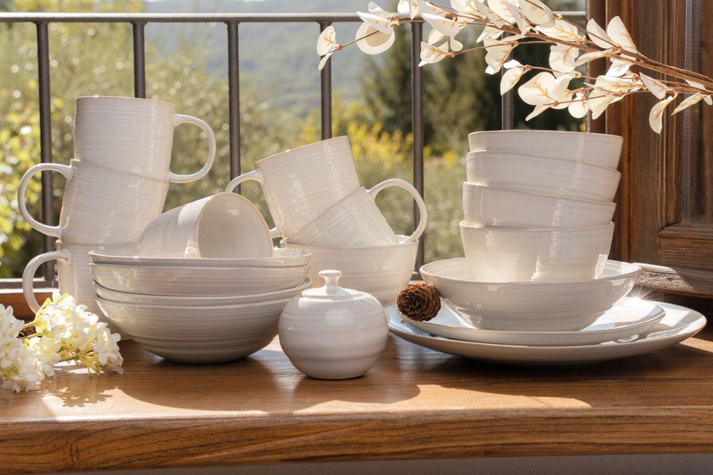 Neree 16 Piece Dinnerware Set - Modern Country Style Reactive Glaze - Euro Ceramica 