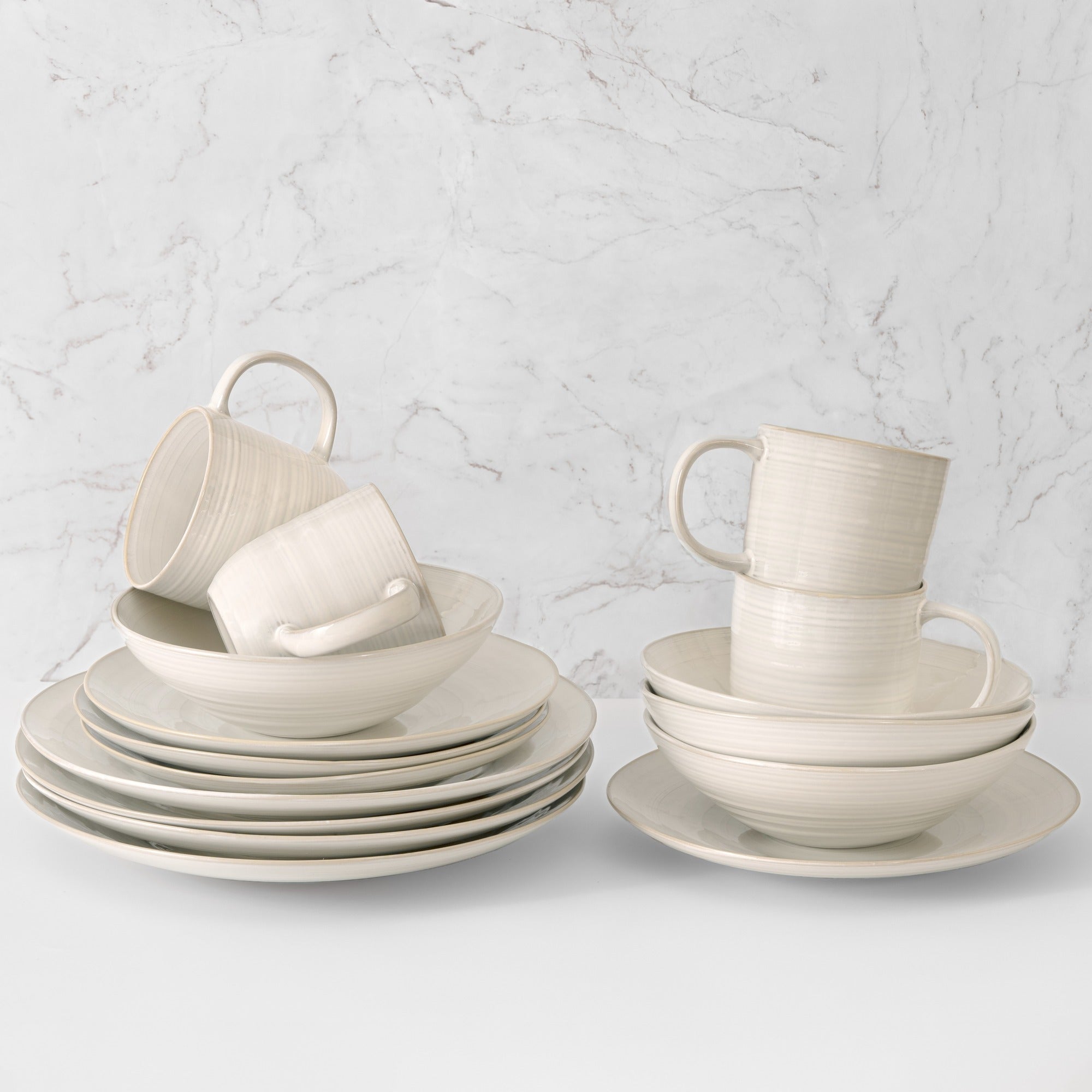 Neree 16 Piece Dinnerware Set - Modern Country Style Reactive Glaze - Euro Ceramica 
