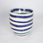 Menorca 4 Piece Cereal Bowl Set - Blue and Turquoise Stripe - Euro Ceramica 