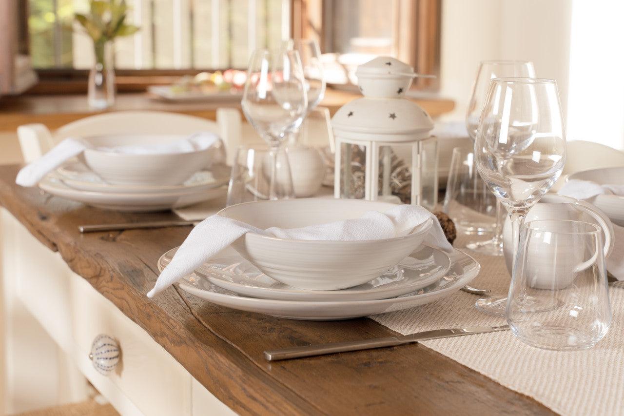 Neree 16pcs Double Bowl Dinnerware Set - Modern Country Style Reactive Glaze - Euro Ceramica 