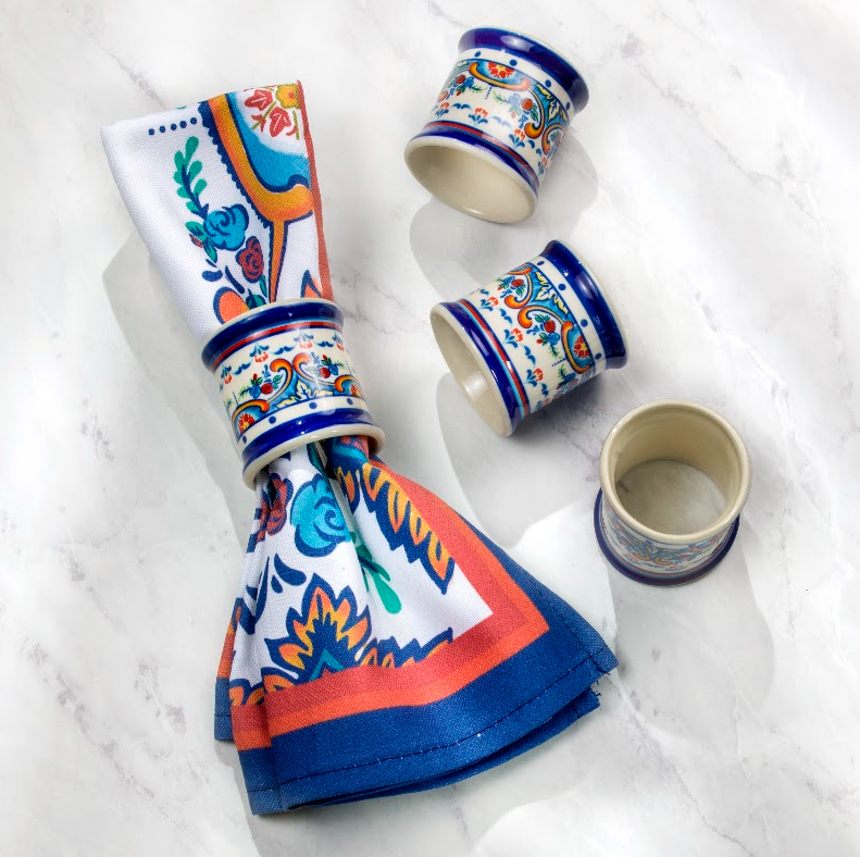 Zanzibar Key Rings Zanzibar 4 Piece Stoneware Napkin Rings Set – Euro Ceramica