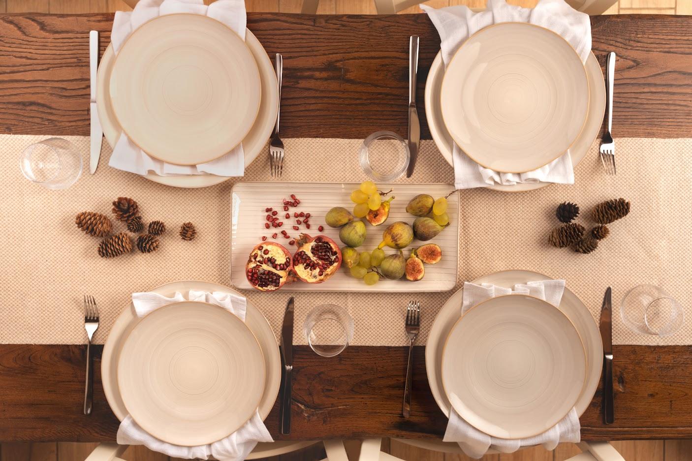 Neree 16pcs Double Bowl Dinnerware Set - Modern Country Style Reactive Glaze