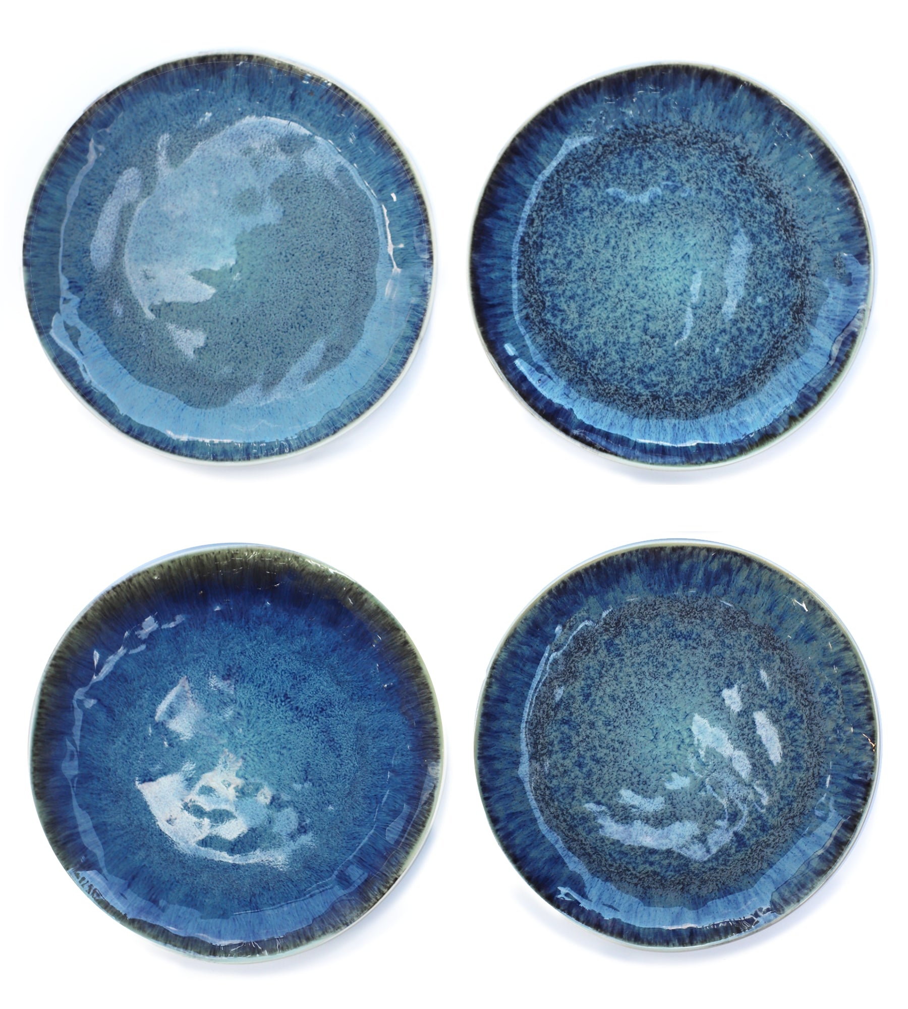 ClayBarn Nicole 12-Piece Stoneware Reactive Glaze Blue Dinnerware Set ,Service for 4