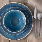 ClayBarn Nicole 12-Piece Stoneware Reactive Glaze Blue Dinnerware Set ,Service for 4