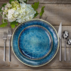 ClayBarn Nicole 12-Piece Stoneware Reactive Glaze Blue Dinnerware Set ,Service for 4