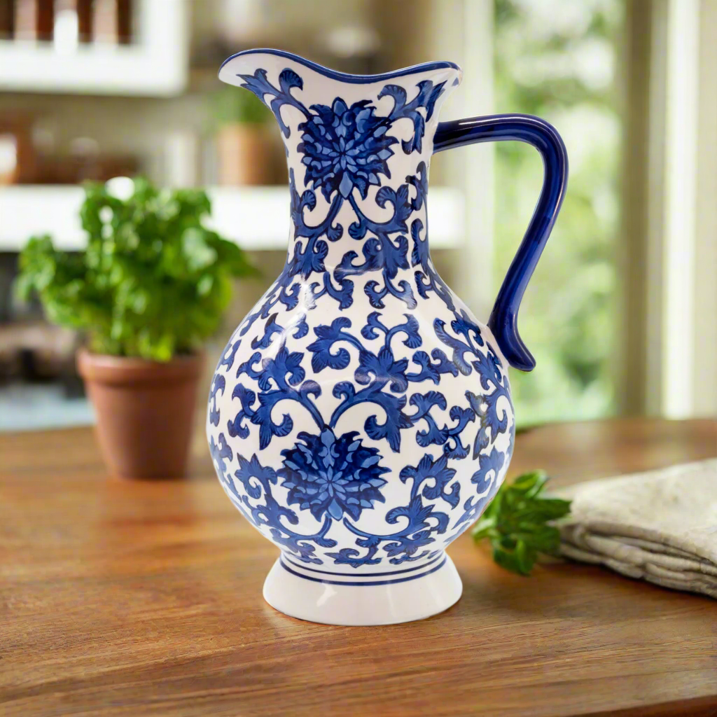 Blue Garden Peony Vase