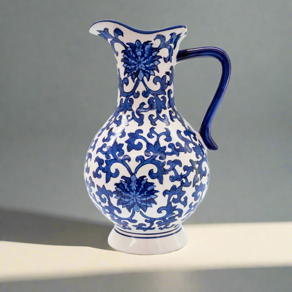 Blue Garden Peony Vase