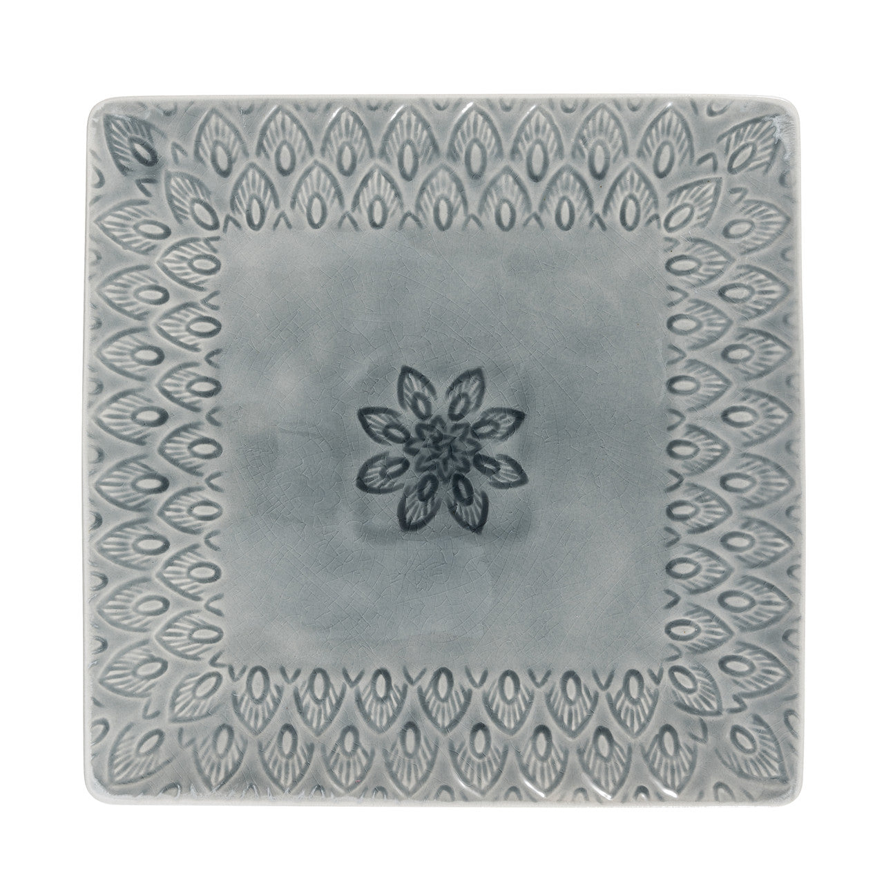 Peacock 5-Piece Square Appetizer Plate Set - Euro Ceramica 