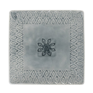 Peacock 5-Piece Square Appetizer Plate Set - Euro Ceramica 