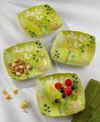 Primavera Handpainted Stoneware Canape Plates Set, Set of 4