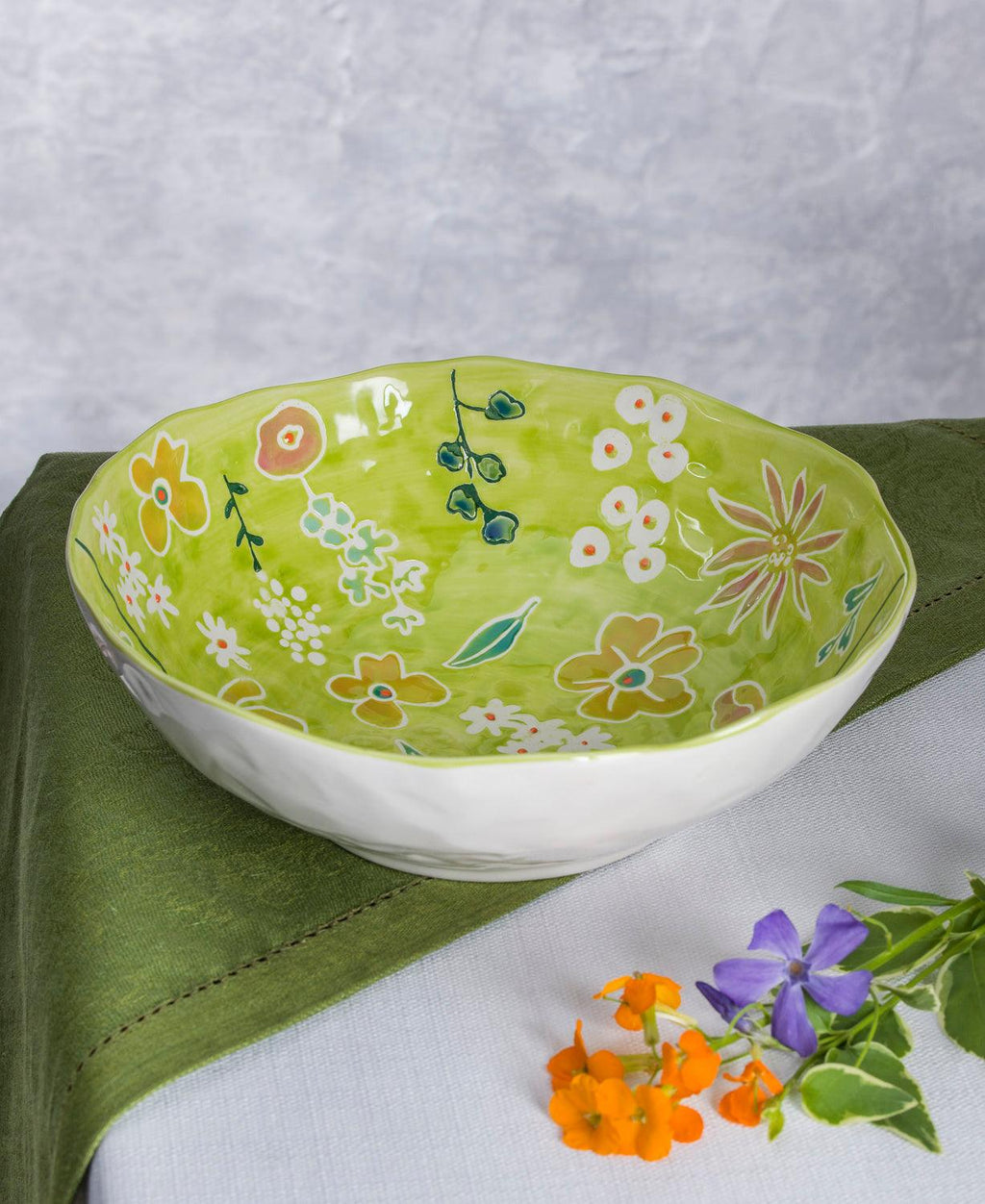 Primavera Handpainted Stoneware All-Pourpose Bowl