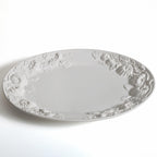 Pumpkin Leaf 20” Oval Platter, White Embossed Pumpkin Fall Harvest, Made in Italy - Euro Ceramica 
