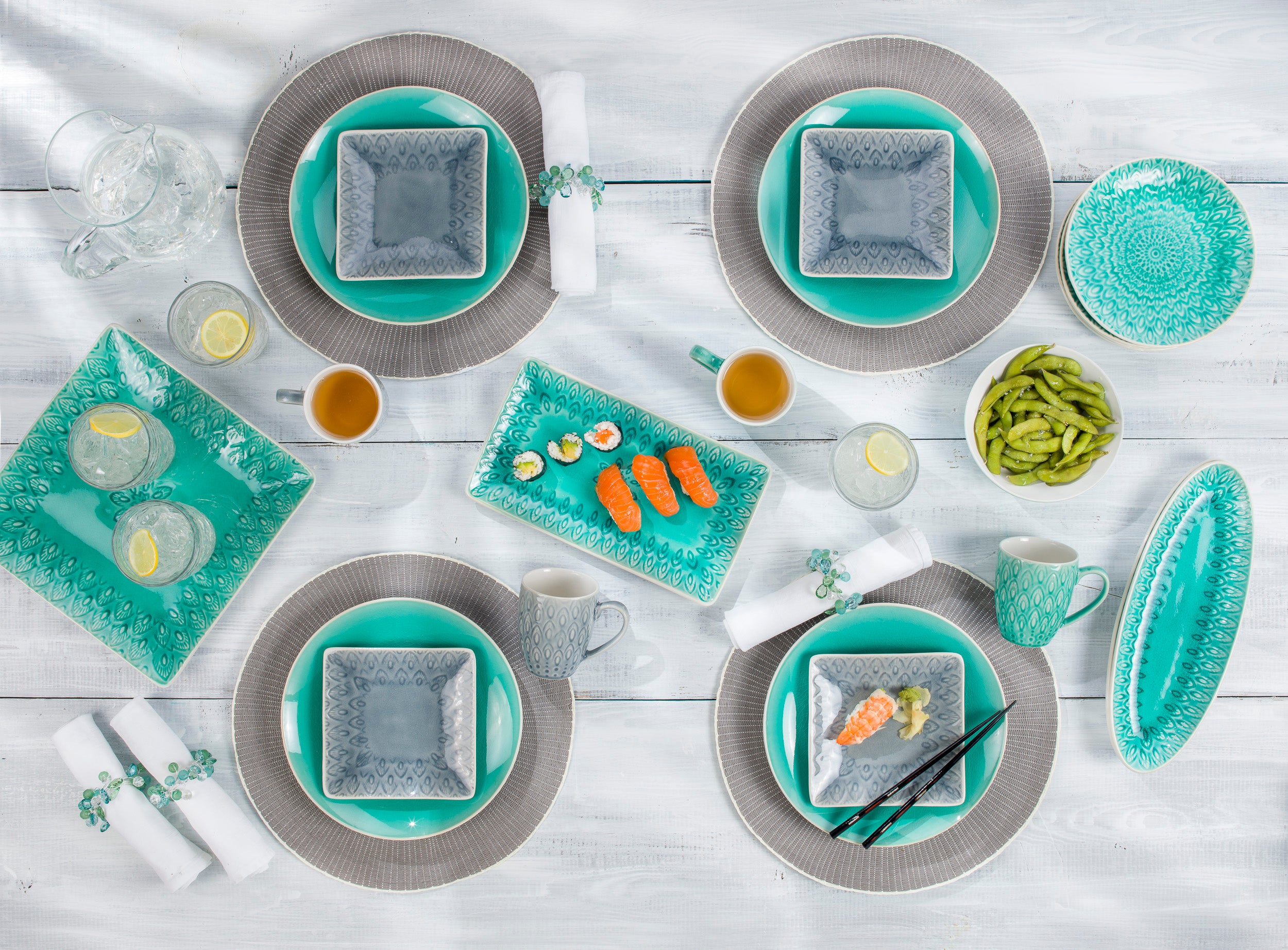 Peacock Stoneware Appetizer Serving Tray