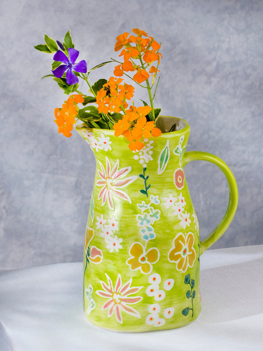 Primavera Handpainted Stoneware Pitcher