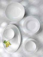 White Essential 16 Piece Classic Rim Double Bowl Dinnerware Set ( 9'' Rim Soup Bowl And 6'' Cereal Bowl Assorted )