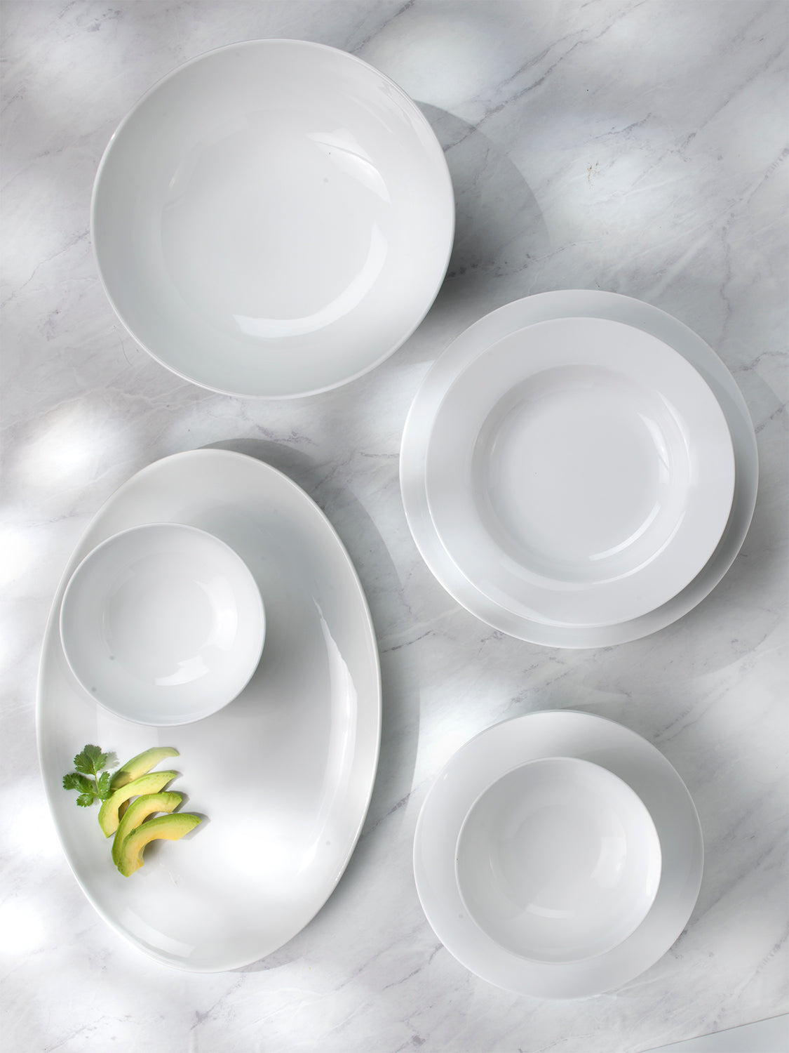 NEW - White Essential 16 Piece Classic Rim Double Bowl Dinnerware Set ( 9'' Rim Soup Bowl And 6'' Cereal Bowl Assorted )