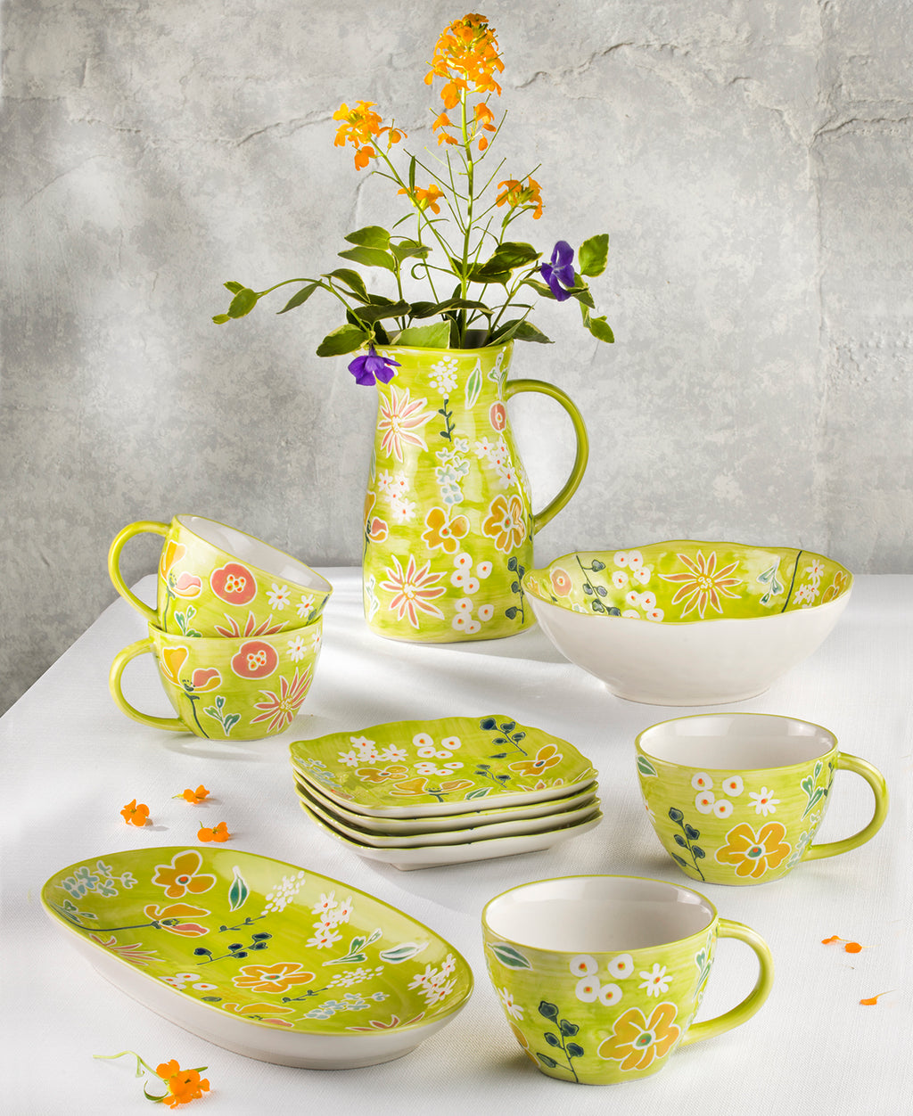 Primavera Handpainted Stoneware Pitcher