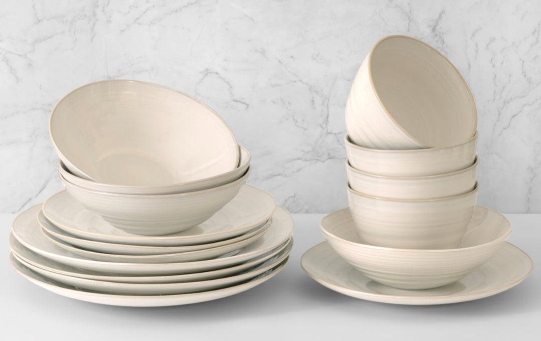 Neree 16 Piece Dinnerware Set - Modern Country Style Reactive Glaze - Euro Ceramica 
