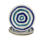 Menorca 4 Piece Dinner Plate Set - Blue and Turquoise  Stripe