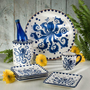 Costa Azul Hand Painted Octopus Extra Large 19-Inch Oval Serving
