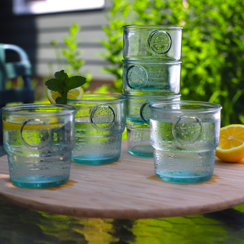 Euro Essential Stackable Recycled Glass Tumblers Set, Set of 6, Made in Spain