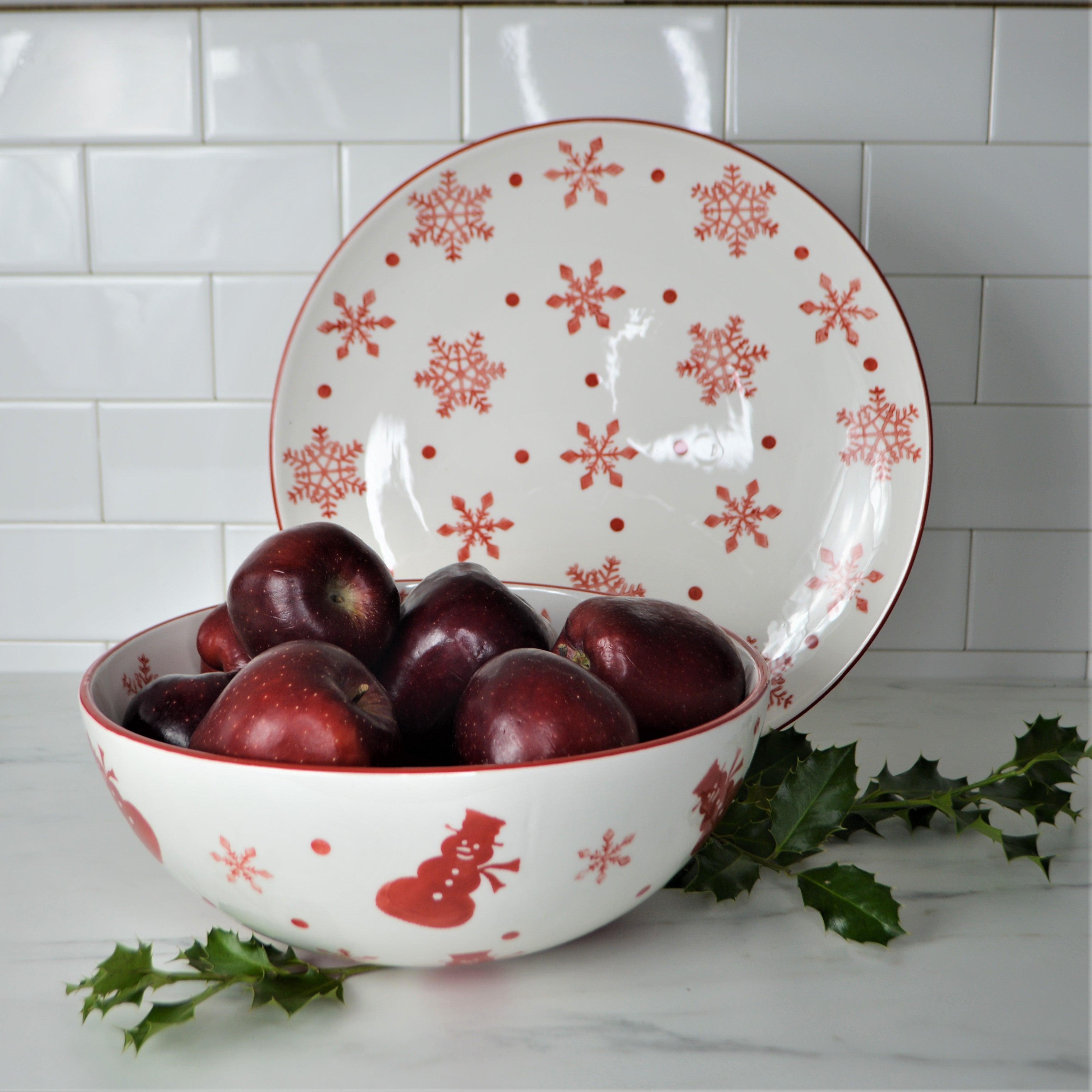Winterfest Round Serving Bowl - Euro Ceramica 
