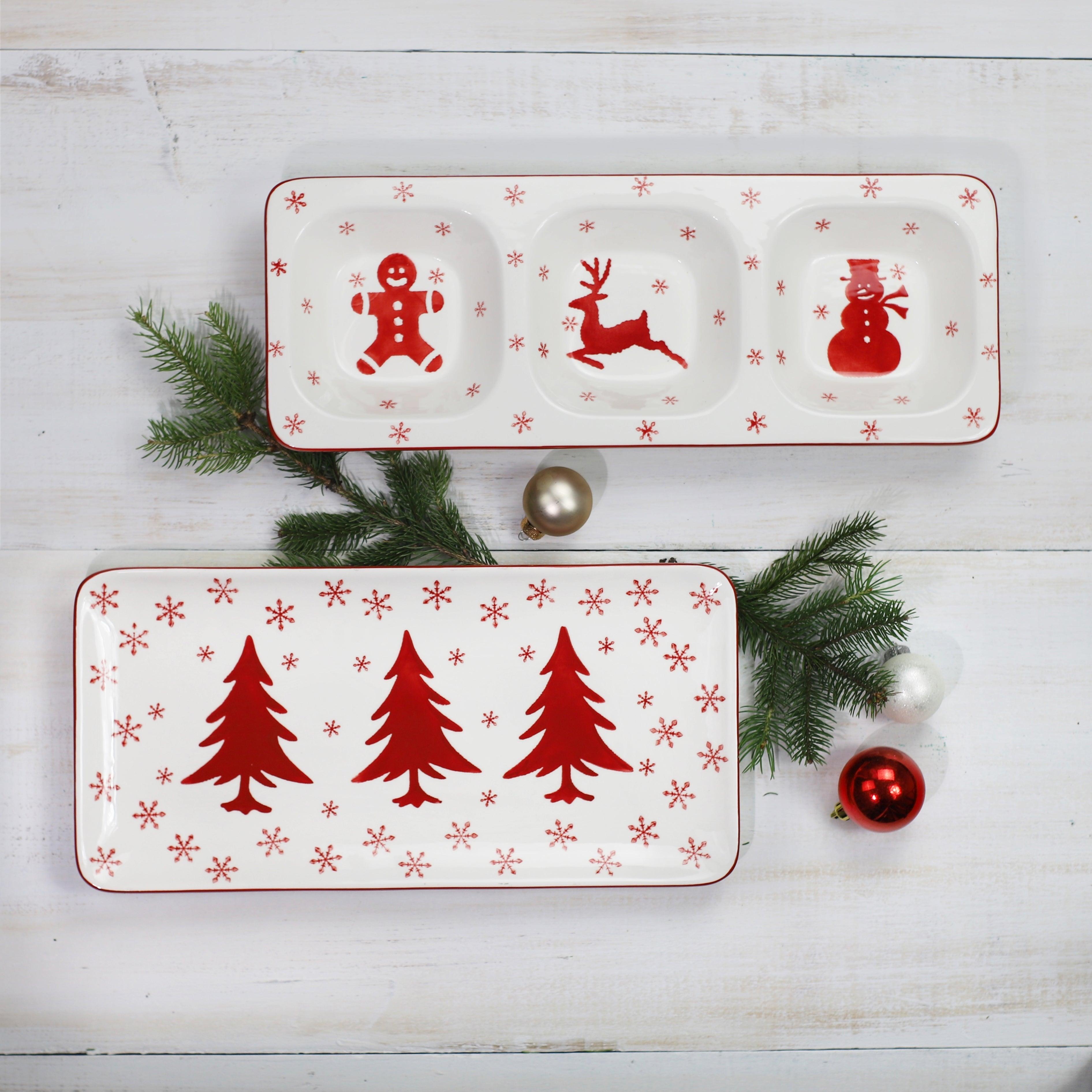 Winterfest 3 Part Divided Dish - Euro Ceramica 