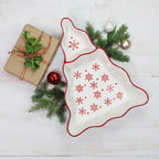 Winterfest Chip and Dip Tree Platter/Dish - Euro Ceramica 