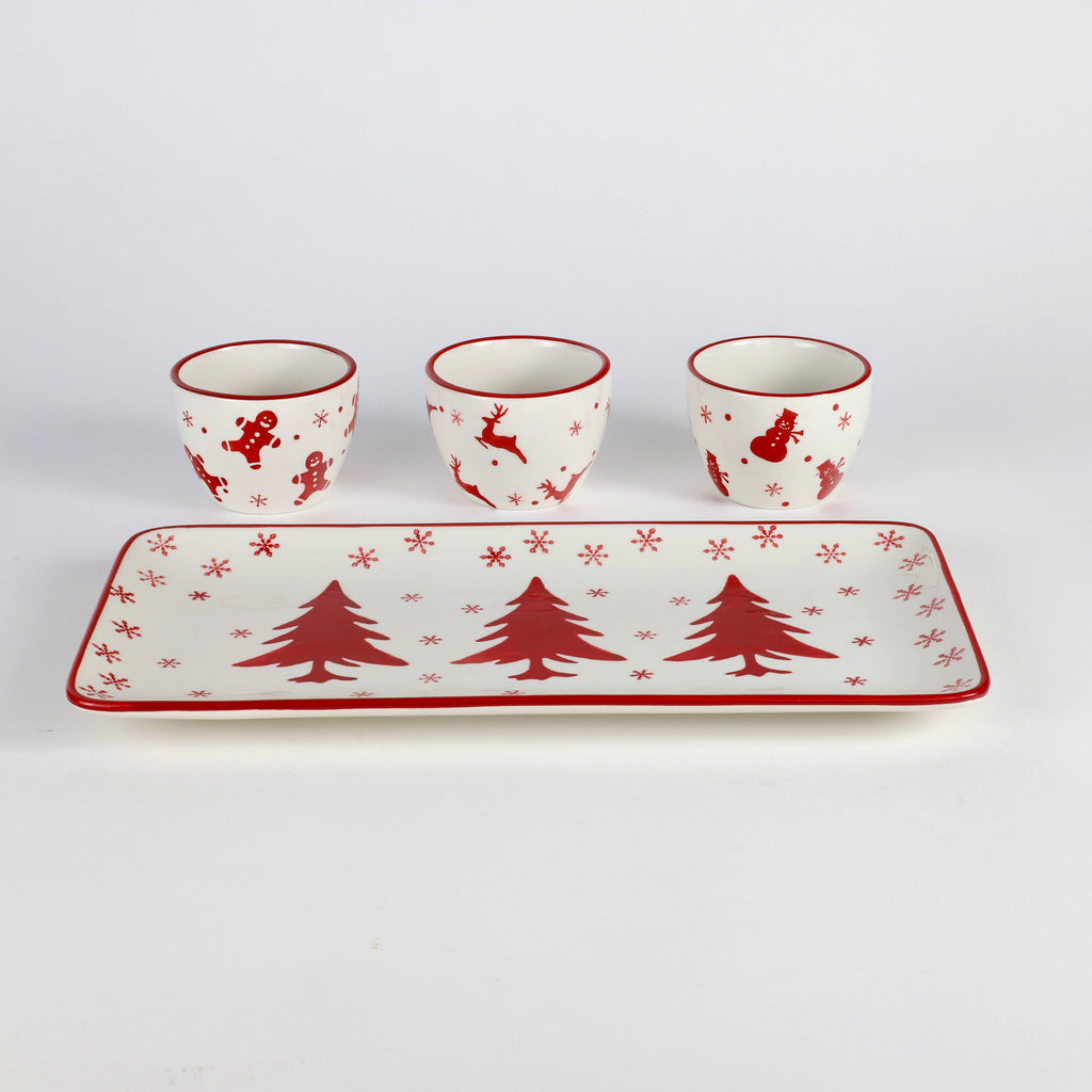 Winterfest 4 Piece Holiday Entertainment Serving Set - Euro Ceramica 