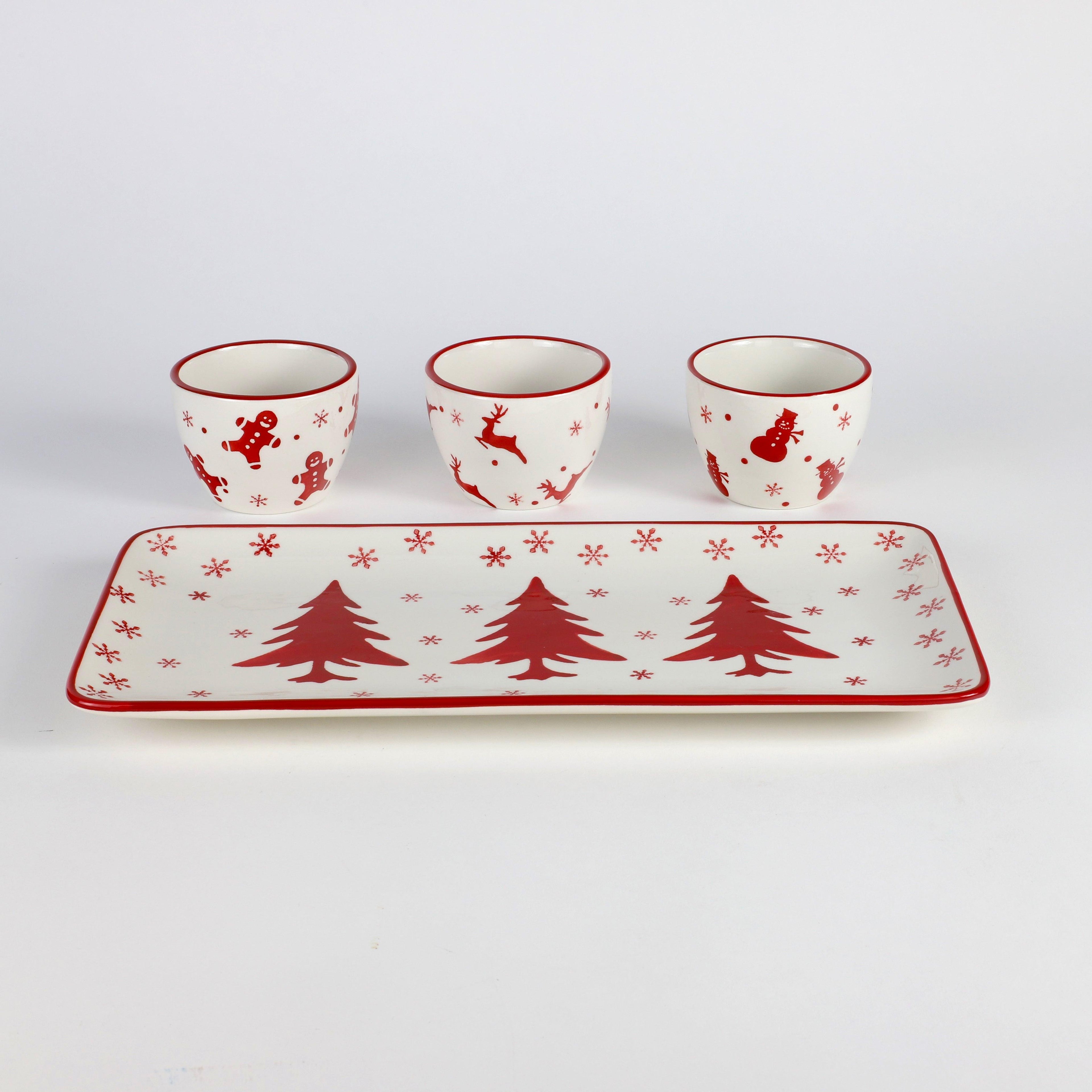 Winterfest 4 Piece Holiday Entertainment Serving Set - Euro Ceramica 