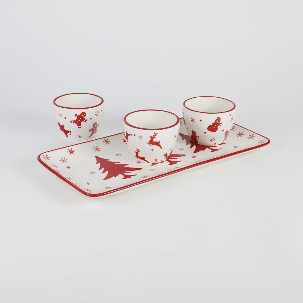 Winterfest 4 Piece Holiday Entertainment Serving Set - Euro Ceramica 