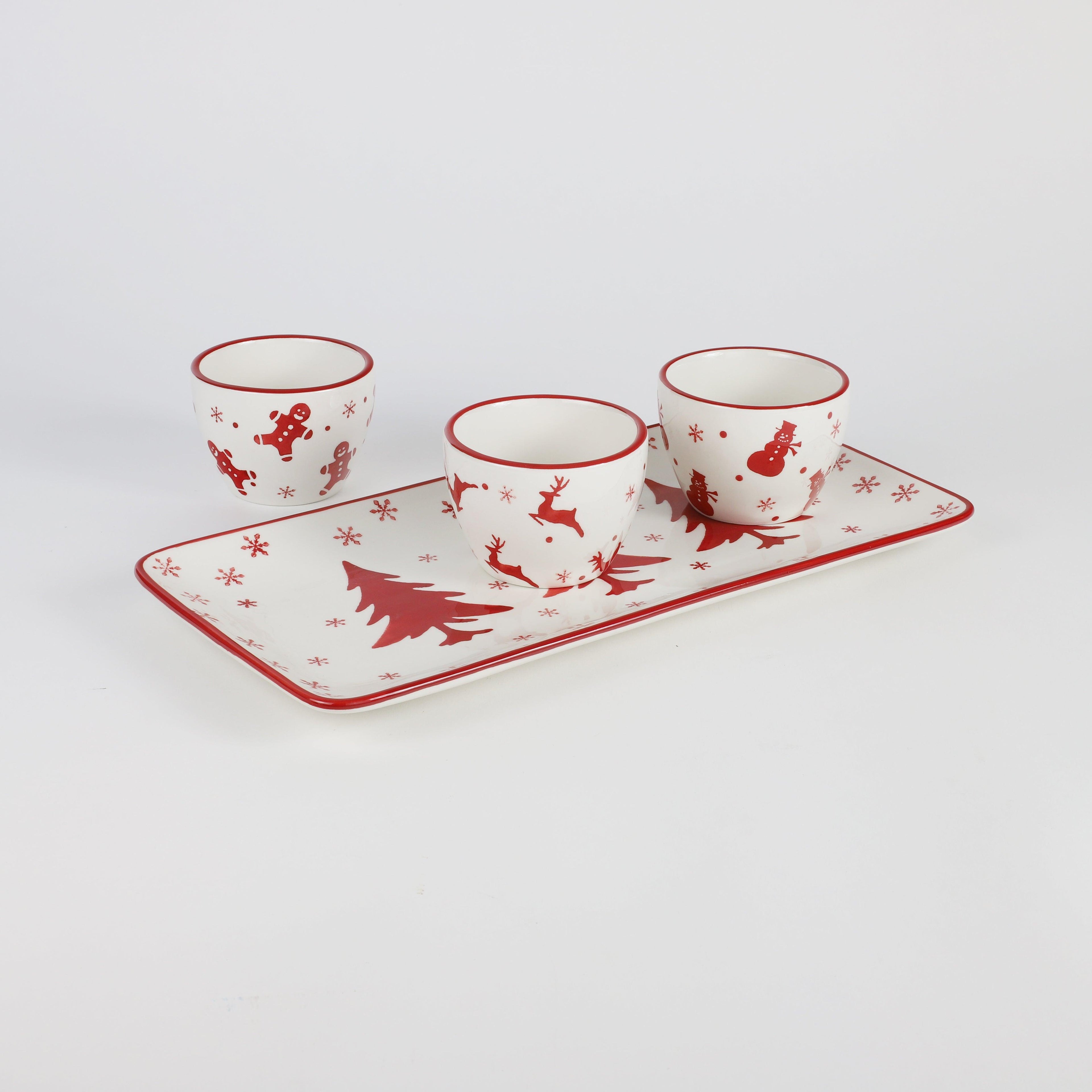 Winterfest 4 Piece Holiday Entertainment Serving Set - Euro Ceramica 