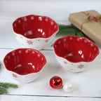 Winterfest 3 Piece HandPainted Nesting Bowl Set - Snow Flake