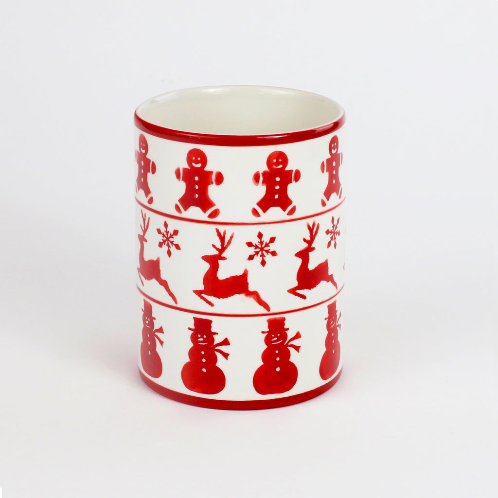 Winterfest Hand Painted Ceramic Utensil Holder