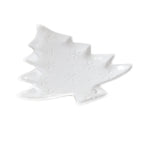 Winterfest 16'' Tree Shape White Ceramic Platter