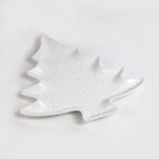 Winterfest 16'' Tree Shape White Ceramic Platter