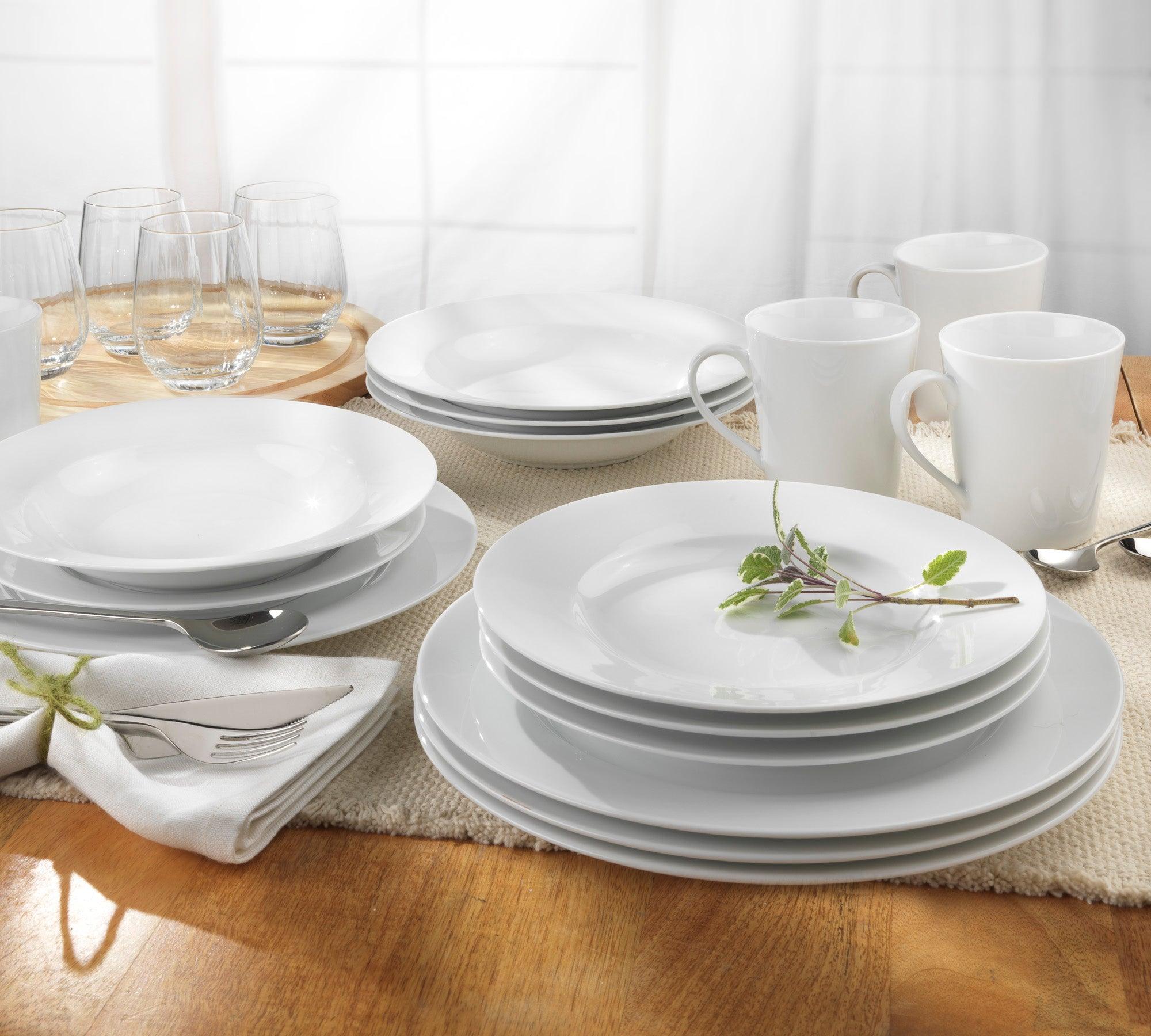 Claire Everyday Classic Rim 16 Piece Dinnerware Set, With Soup / Pasta Bowls Assorted - Euro Ceramica 