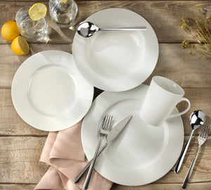 Claire Everyday Classic Rim 16 Piece Dinnerware Set, With Soup / Pasta Bowls Assorted - Euro Ceramica 